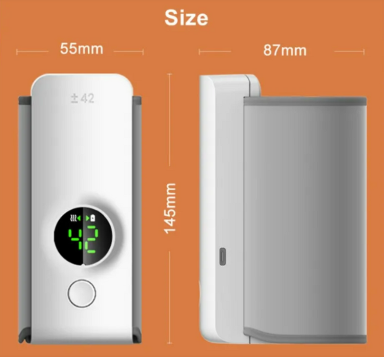 Portable Wireless Rechargeable Baby Bottle Warmer — USB Charging, Constant 42°C Temperature, Digital Display (Gray, 3 Settings)