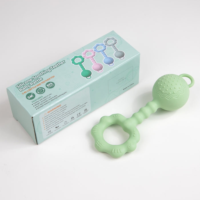 Baby Teether Silicone Rattle Can Make Sound Teether Toys Baby Teether Stick Handbell