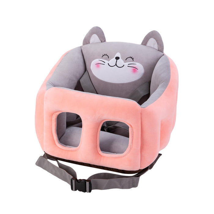 Baby Plush Animal Learning-to-Sit Floor Sofa Chair — Soft PP Cotton Support Seat for 6–16 Months (Blue Rabbit, Green Frog, Grey Mouse, Pink Cat & More)