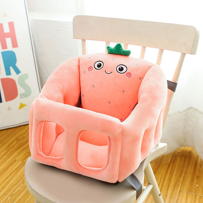 Baby Plush Animal Learning-to-Sit Floor Sofa Chair — Soft PP Cotton Support Seat for 6–16 Months (Blue Rabbit, Green Frog, Grey Mouse, Pink Cat & More)