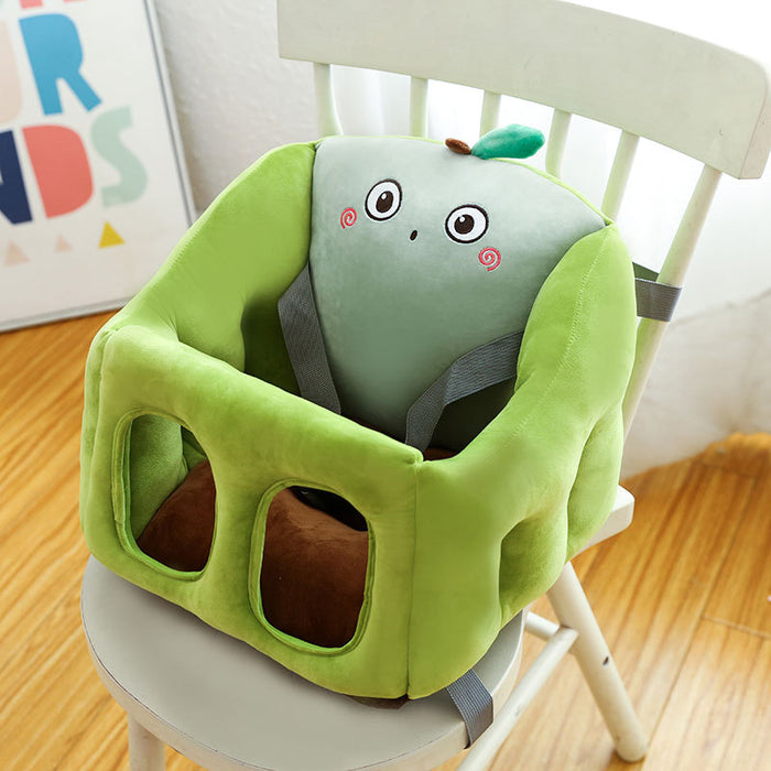Baby Plush Animal Learning-to-Sit Floor Sofa Chair — Soft PP Cotton Support Seat for 6–16 Months (Blue Rabbit, Green Frog, Grey Mouse, Pink Cat & More)