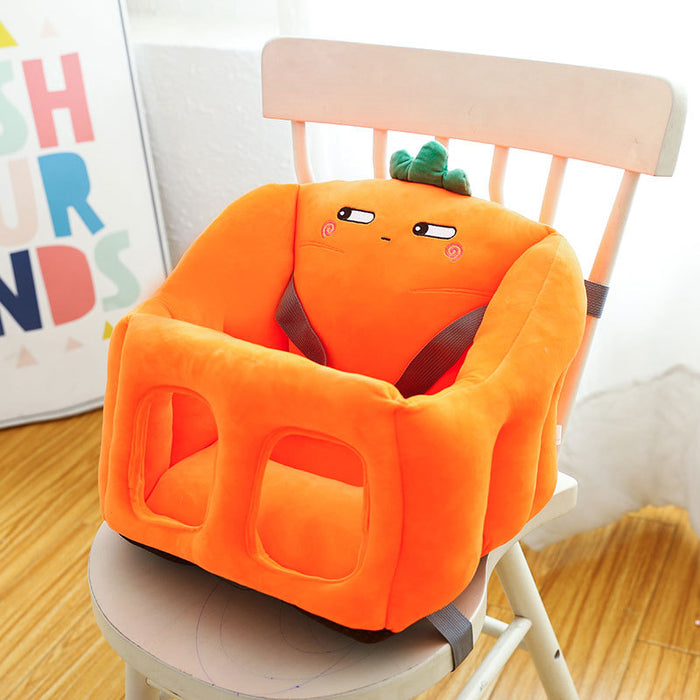 Baby Plush Animal Learning-to-Sit Floor Sofa Chair — Soft PP Cotton Support Seat for 6–16 Months (Blue Rabbit, Green Frog, Grey Mouse, Pink Cat & More)