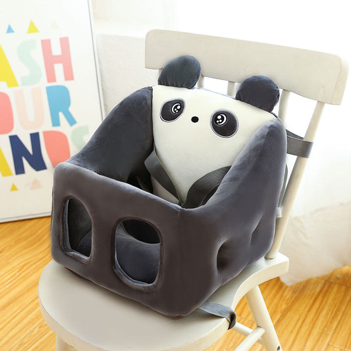 Baby Plush Animal Learning-to-Sit Floor Sofa Chair — Soft PP Cotton Support Seat for 6–16 Months (Blue Rabbit, Green Frog, Grey Mouse, Pink Cat & More)