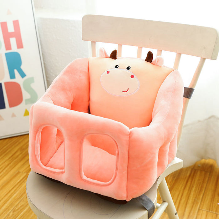 Baby Plush Animal Learning-to-Sit Floor Sofa Chair — Soft PP Cotton Support Seat for 6–16 Months (Blue Rabbit, Green Frog, Grey Mouse, Pink Cat & More)