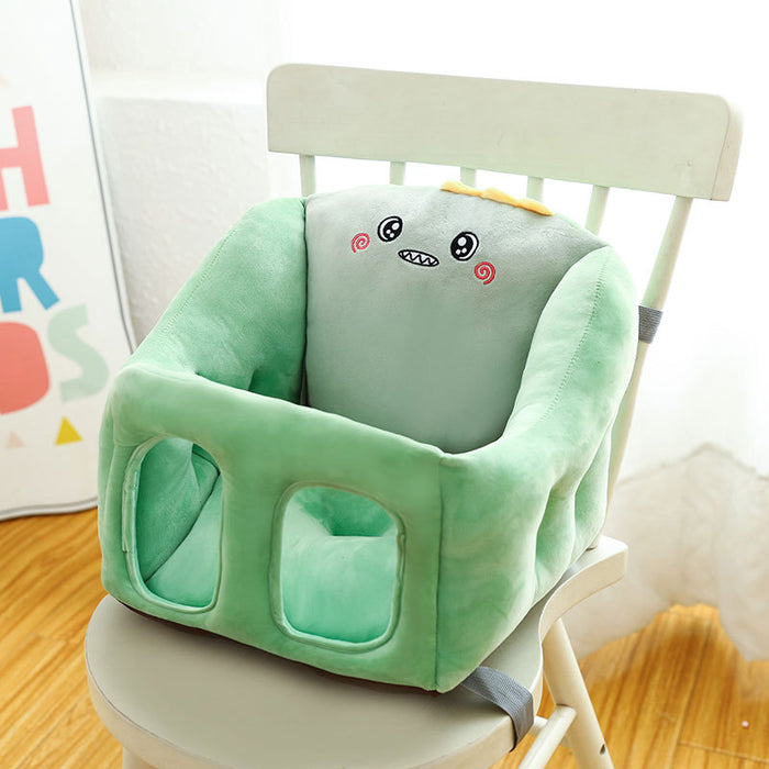 Baby Plush Animal Learning-to-Sit Floor Sofa Chair — Soft PP Cotton Support Seat for 6–16 Months (Blue Rabbit, Green Frog, Grey Mouse, Pink Cat & More)