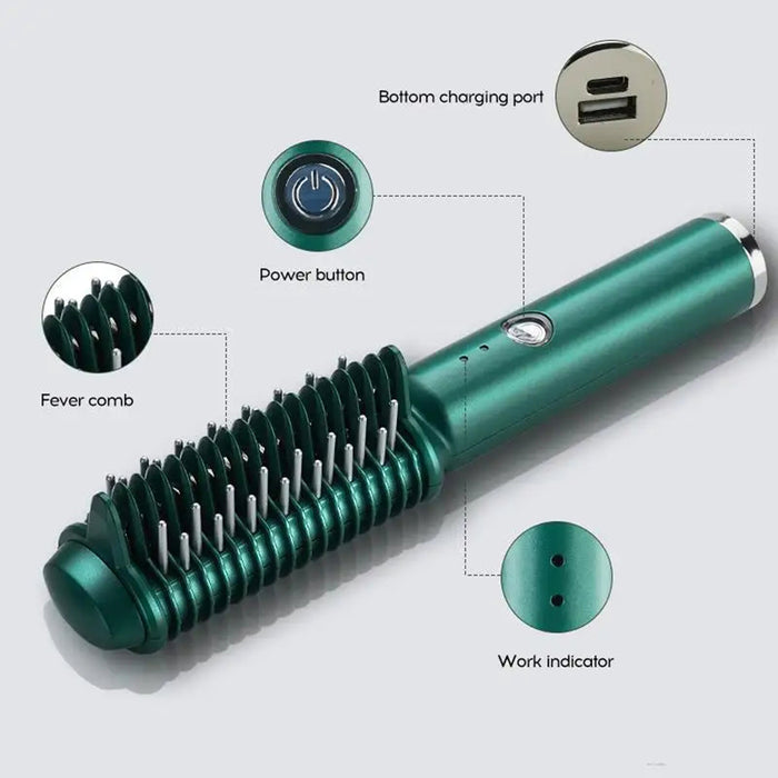 Dual-Purpose Electric Hair Comb Curl & Straighten
