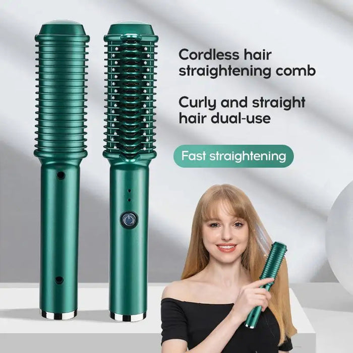 Dual-Purpose Electric Hair Comb Curl & Straighten