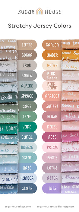 Personalized Baby Swaddle Blanket — Handmade Jersey Knit Custom Name Newborn Blanket (29x39 inches, 87 Color Options)