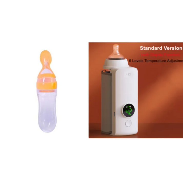 Portable Wireless Rechargeable Baby Bottle Warmer — USB Charging, Constant 42°C Temperature, Digital Display (Gray, 3 Settings)