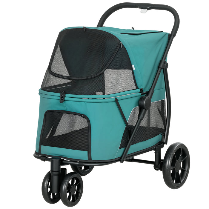 dog stroller 3 wheel 3 Wheel Pet Stroller with Easy One-Click Quick Fold, Mesh Window, Wash — Health and Beauty Combined