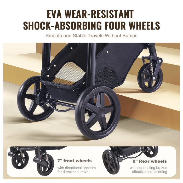Travel System Stroller With Infant Bassinet, 2-in-1 Baby Cradle Stroller Combo, Reversible Seat, Easy One-button Folding, EVA Tires With Brake Aluminum Stroller Carseat Combo Set (White)