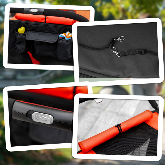 Dog Stroller , One-Click Foldable Pet Stroller, Shock Absorption Wheels, Red